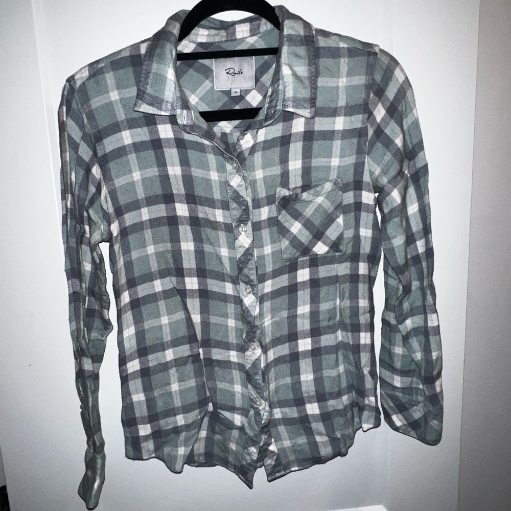Rails green & blue Plaid Button-Up Shirt